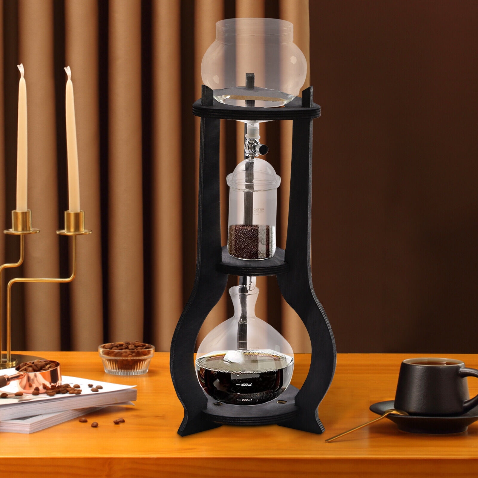 Gray Manual Cold Brew Iced Drop Tower Coffee Maker High Borosilicate Glass 6-8 cup