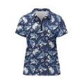 thumbnail image 4 of GarronmavisGolf Shirt Women Short Sleeve Size 2XL Zip Up Tennis Shirts Collared Shirts Casual Work Womens Animal Golf Shirt, Shark Print, 4 of 7