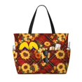 thumbnail image 1 of Easygdp Red Plaid Sunflower Bolsa de Viaje de Playa de Gran Capacidad, Bolsa Tote Perfecta para la Playa, Escapadas de Fin de Semana y Viajes, 1 of 7