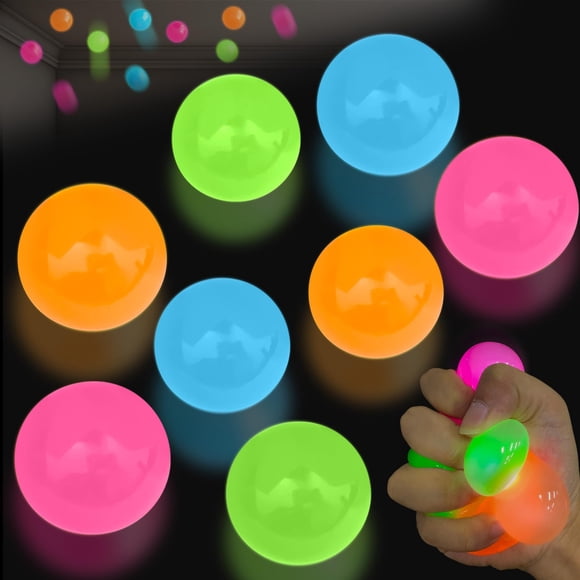 8 bolas adhesivas brillantes para techo, juguetes antiestrés que brillan en la oscuridad, ideales para rellenar calcetines navideños para adolescentes, mujeres, hombres y adultos.