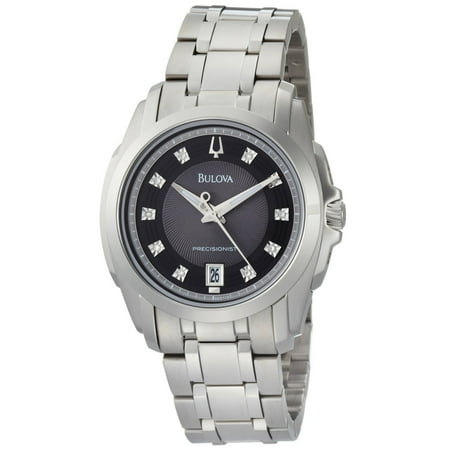 Bulova 96D110 Men's Precisionist Longwood Diamond Black Dial Steel Bracelet Watch
