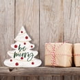 thumbnail image 2 of Be Merry Winter White 3.5 x 3.2 Pine Wood Christmas Decorative Small Shape Sign, 2 of 6