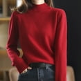 thumbnail image 5 of DondPO Turtleneck Sweater Women New Half High Collar Knitted Sweater Women's Pullover Loose Sweater Thickened Bottoming Shirt Dropshipping Womens Sweaters Women's Pullover Sweaters Red XXL, 5 of 5