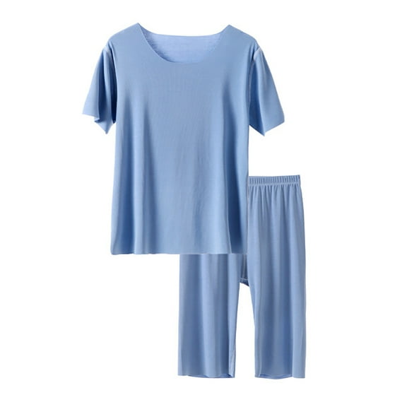 QUOTAY Toddler Pajamas for Baby Boys and Girls 2Pcs Short Sleeve Shirt and Shorts Pajamas Set Cool Sleepwear Jammies Blue,2-3 Years