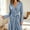 Blue, variant on Women's Ribbed Knit Wrap Bath Robe Long Sleeve Maxi House Robe with Self‑Tie Belt Dual Patch Pockets for Lounging