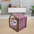 thumbnail image 3 of Abstract Pet House, Argyle Motif with Diamonds and Lozenges Infinite Symmetric Stripes Image, Outdoor & Indoor Portable Dog Kennel with Pillow and Cover, 5 Sizes, Pale Pink Black Grey, by Ambesonne, 3 of 5