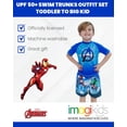 thumbnail image 2 of Marvel Avengers Iron Man Captain America Black Panther UPF 50+ Rash Guard Swim Trunks Outfit Set Toddler to Big Kid, 2 of 5
