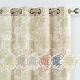 thumbnail image 1 of JINCHAN Linen Floral Printed Curtains Grommet Top Scroll Medallion Design Drapes Retro Window Curtain 2 Panels for Living Room Sage on Beige W50 x L63, 1 of 7