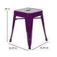 thumbnail image 6 of BizChair 18" Table Height Stool, Stackable Backless Metal Indoor Dining Stool, Commercial Grade Restaurant Stool in Purple - Set of 4, 6 of 11