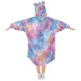 thumbnail image 2 of Wearable Blanket with Sleeves and Pocket Oversized Hooded Sweatshirt 3-14 YR Watercolor Powder Blue Pattern M, 2 of 7