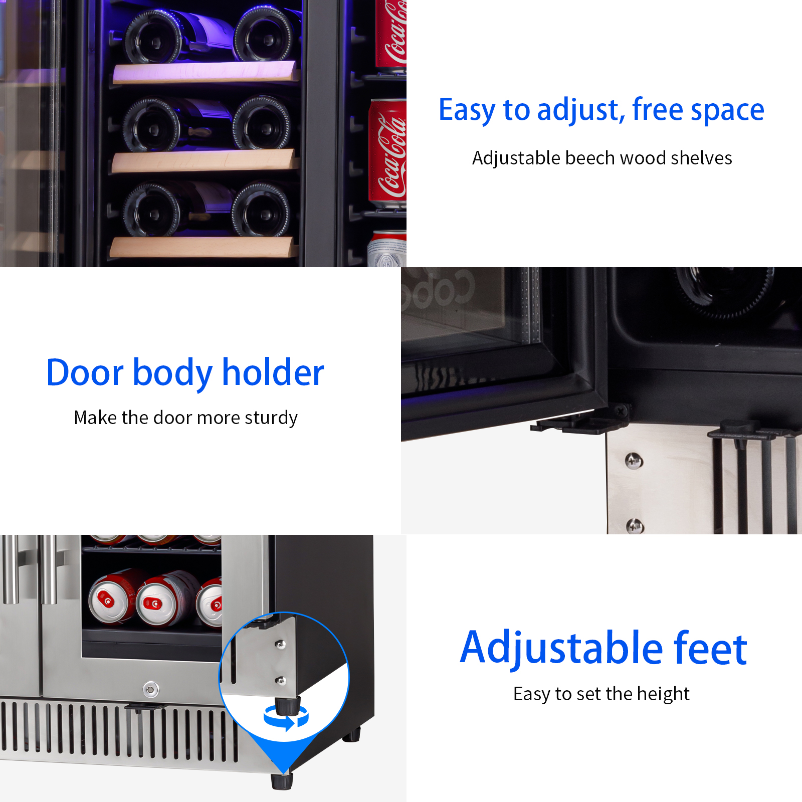 AIchiller 24 inch French Door Dual Zone Wine Cooler, Flexible Installation Beverage Refrigerator for Under Counter Beer Storage