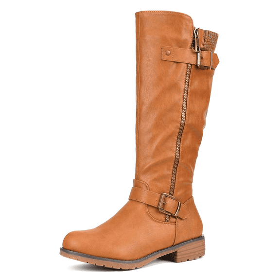Dream Pairs Women's Side Zipper Knee High Riding Boots DEER