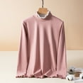 thumbnail image 2 of Ltctricy Women's Thermal Shirts Fall Winter Long Sleeve Mock Neck Ruffle Trim Fleece Warm T Shirts Base Layer Tops(Pink,XX-Large), 2 of 3