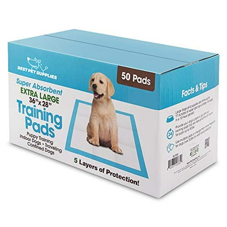 Best Pet Supplies XL (36 x 27.5 ) Disposable Puppy Pads for Whelping Puppies and Training Dogs 50 Pack - Ultra Absorbent Leak Resistant and Track Free for Indoor Pets - Baby Blue