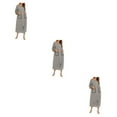 thumbnail image 4 of yingyy 1/2/3 Polyester Robe de Nuit Femme Décontractée Col Rond Manches Longues Double Poche Respirante Robe de Maison Vêtement de Nuit Gris m 3 Pcs, 4 of 6