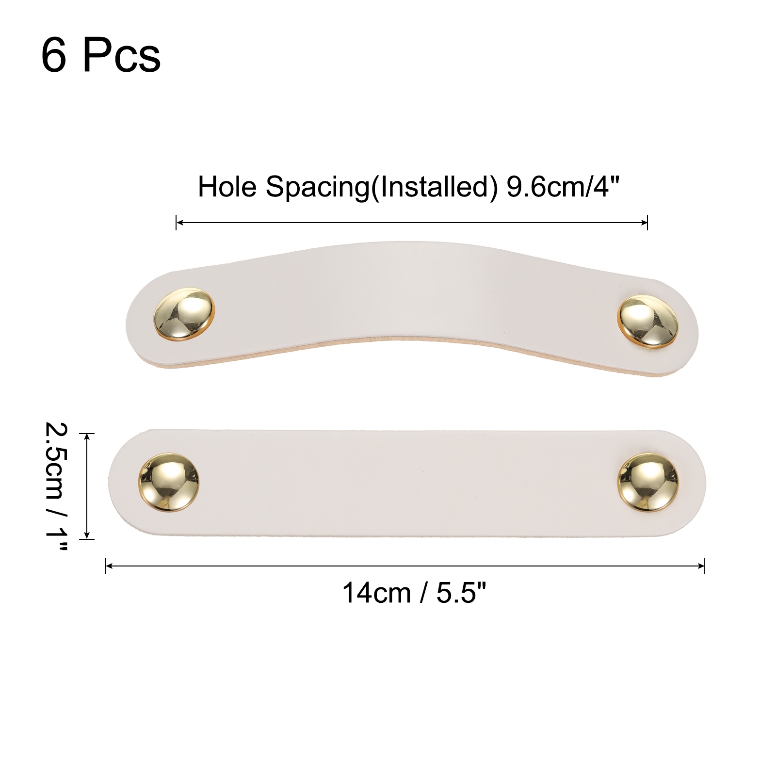 Unique Bargains Leather Pulls Double Hole Leather Drawer Knobs Dresser Handles White/Gold