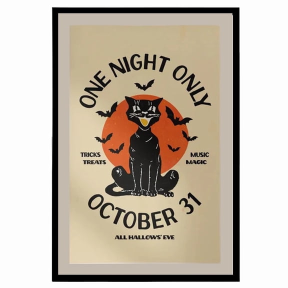 One Night Only Party Print, Retro Halloween Poster, Halloween Wall Art, Home Decor, Unframed (9x11 Inch)