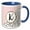 Blue/White, variant on 3drose, Diagonal Pink Personal Letter K Monogram Black and White Polka Dots, 11oz Two-tone Green Mug