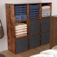 thumbnail image 6 of VAFHYLLIS 3 Cube Storage Organizer, 3 Tier Cube Low Bookcase Freestanding Storage Display Organizer for Home Office, Three-Cubes Open Shelf Short Bookshelf (Retro Brown, 3 Cube), 6 of 10