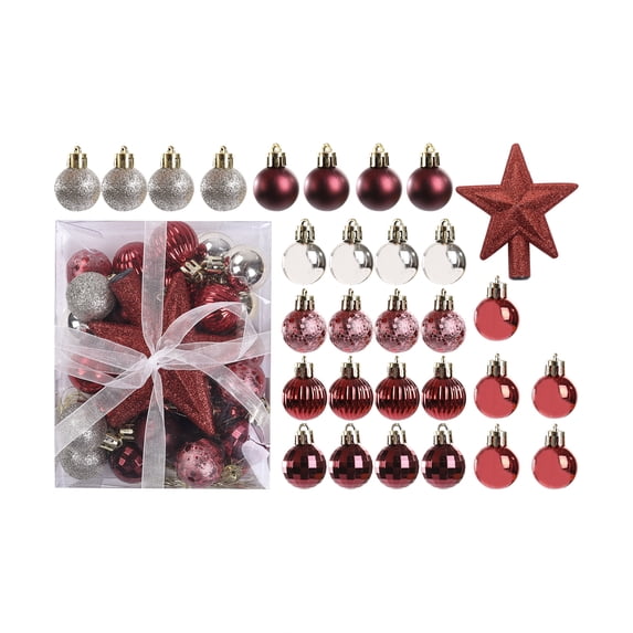 Dewadbow 30Pcs 3cm Mini Christmas Balls Ornaments For Xmas Tree Shatterproof Hanging