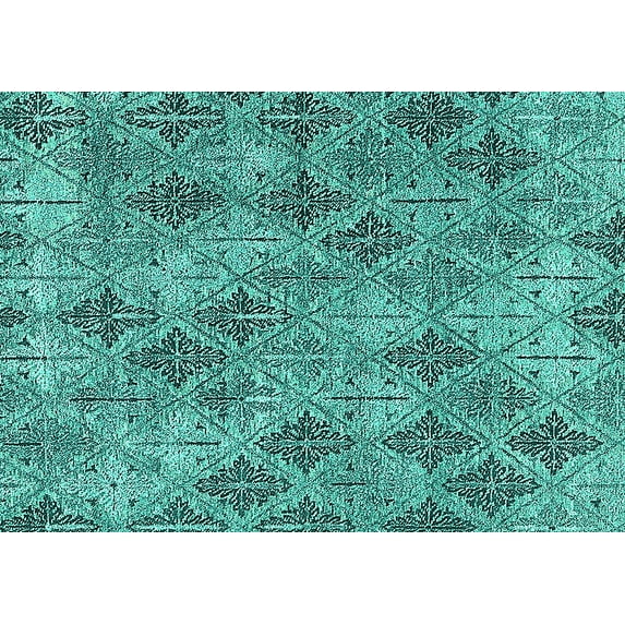 Ahgly Company Indoor Rectangle Oriental Turquoise Blue Industrial Area Rugs, 2' x 5'