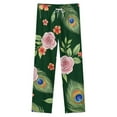 thumbnail image 4 of Peacock Feather Floral Print Winter Female Pants Flannel High Waist Women Pants Lady Warm Straight Leg Plush Trousers, 4 of 7