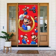 Mario Character Door Cover Decorated Banner Tapestry Home Decoration Holiday Party Supplies Door Banner Porch Sign Banner 72.8 x 35.4 Inch