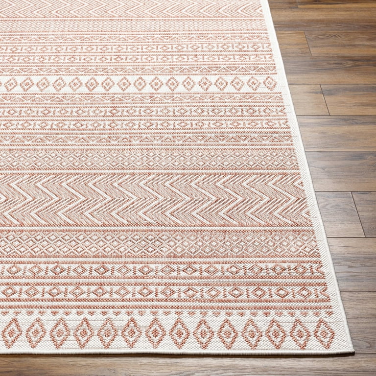 Mark&Day Washable Round Area Rug - 7ft Pale Blue & Beige, Machine Washable For Living Room, Bedroom, Kitchen
