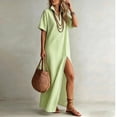 thumbnail image 4 of Sentmoon Robes à Manches Courtes pour Femmes Respirantes Coupe Régulière Grande Taille Robes d'Été 2026 Imprimé à Rayures Manches Courtes Col en V Robe de Collation des Grades pour Femmes pour Boîte de Nuit et Bar S-TTG, 4 of 8