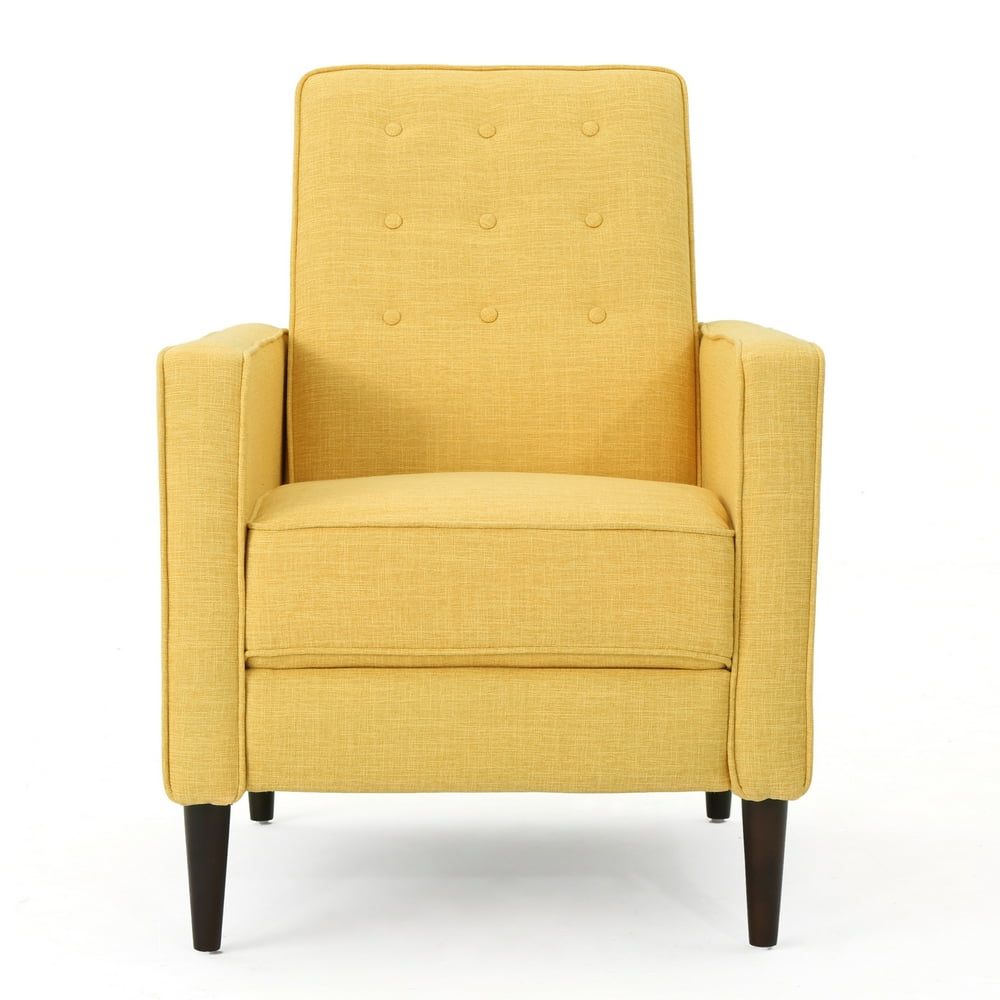 Mason Mid Century Modern Fabric Recliner, Muted Yellow