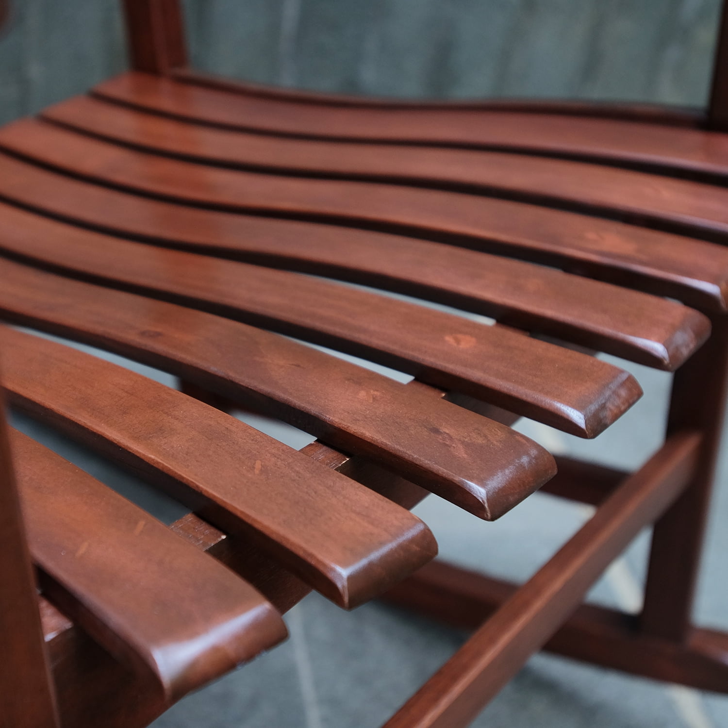 Monstay Outdoor Wooden Porch Rocking Chair, Natural Brown Color, Weather Resistant Finish