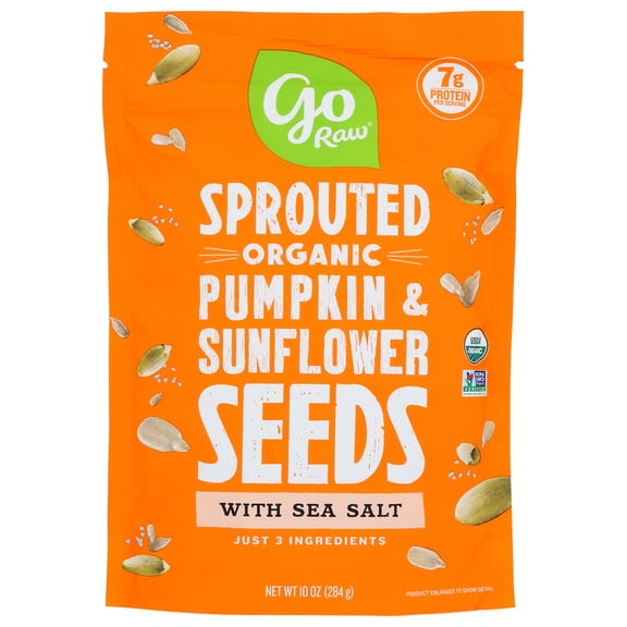 Go Raw Organic Sprouted Pumpkin & Sunflower Seeds, Sea Salt Flavor, 7g Protein, 10 oz Bag