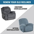 thumbnail image 3 of PrimeBeau Velvet Recliner Slipcover, Ultra Soft, Stone Blue, 3 of 6