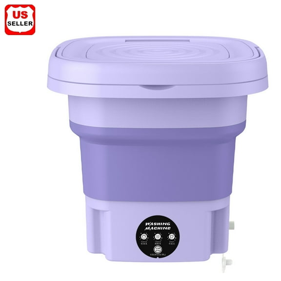LINKPAL Portable Washing Machine, Mini Foldable Washer and Spin Dryer Small Foldable Bucket Washer, Suitable for Apartment Dorm,Travelling,Best Gift Choice (Purple-8 L)