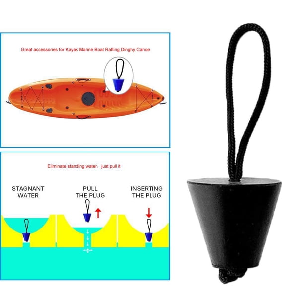 Tapón de silicona de repuesto para canoa, para kayak, barco, balsa, agujeros de drenaje, tapón Negro Cola enchufe de kayak scupper