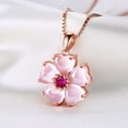 thumbnail image 5 of Rose Gold Cherry Blossoms Necklace for Graduation Pink Beautiful Artificial Stone Crystal Necklace Best Gifts for Women Friend Lover, 5 of 7