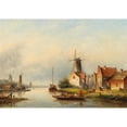thumbnail image 2 of Jan Jacob Coenraad Spohler 14x11 Black Ornate Wood Framed Double Matted Museum Art Print Titled: Fishermen on the Canal, 2 of 5