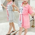 thumbnail image 3 of MHZLDYZ Girls Summer Dresses Size 7-8 Kids Girls' Dress Color Block Short Sleeve Casual Cute Daily Cotton Shirt Dress Summer Dress Girls Casual Dress Summer Dress Girls(Pink,160), 3 of 5