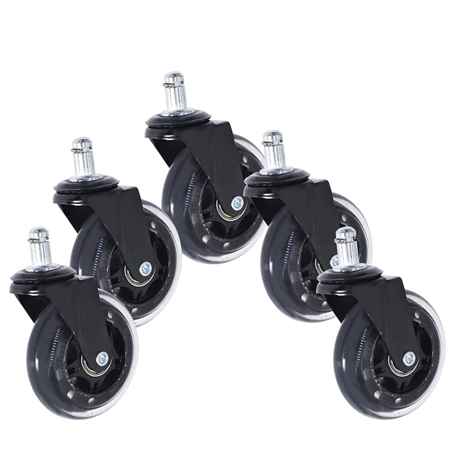 waltyotur 5 Packs 3 Inches Office Chair Wheels, Heavy Duty Rubber Casters for Replacement Office Chair Pads, Office Chair Wheels for Hardwood Floors and Carpets