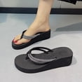 thumbnail image 2 of hlysgo Women's Sparkly Rhinestone Platform Flip Flops Thong Sandals Flower Slip on Wedge Sandals Black 6.5, 2 of 6
