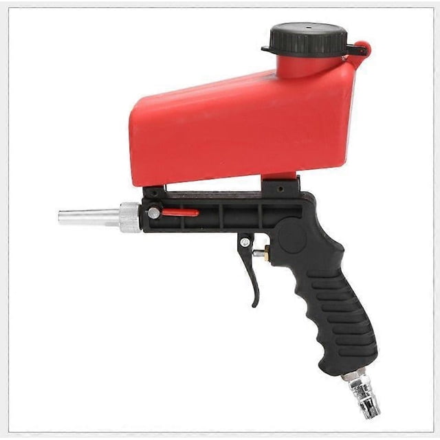 1 set portable air pneumatic blast gun small air blast tool hand sandblasting for polishing(red sandblasting gun + European air inlet *2)