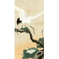 thumbnail image 2 of Koson, Ohara 11x18 Gold Ornate Wood Framed with Double Matting Museum Art Print Titled - Japanese crane bird on branch of pine, 2 of 4