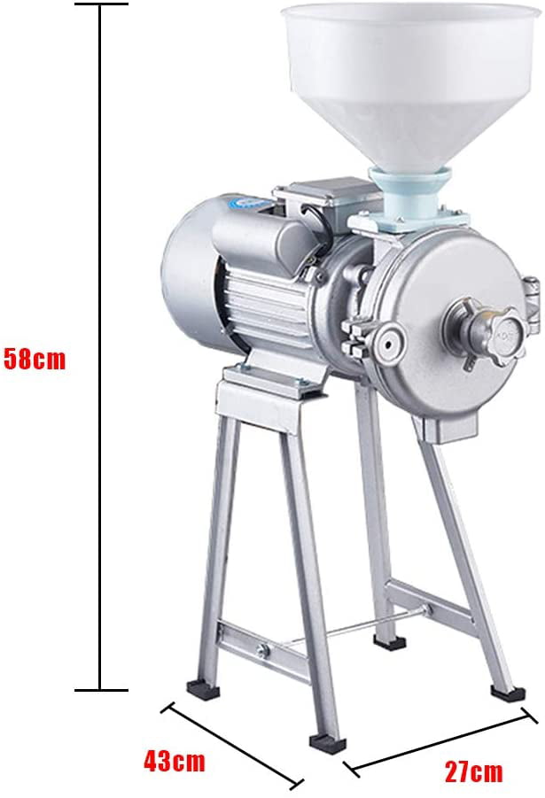 Electric Wet & Dry Mill Grinder High Efficiency Grinding Machine with Funnel Home/Commercial Grain Grinder Fast Grinding Grain Mill for Rice Corn Coffee Soymilk 110V 2200W 1400rpm 