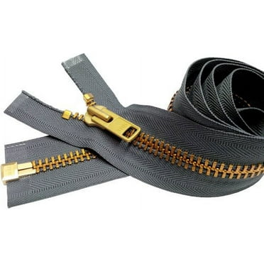 YKK 34" Extra Heavy Duty Jacket Zipper (Special Custom) YKK #10 Brass Separating ~ Color 578 Rail Grey (1 Zipper/Pack)