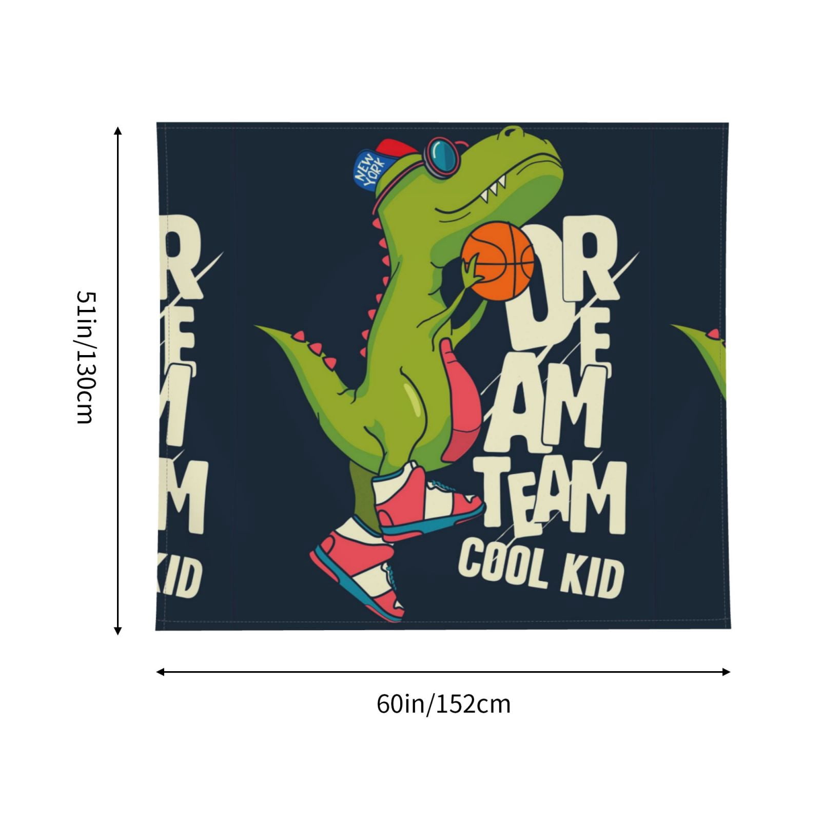 Xecao Dinosaur Basketball Player patten Tapestry 60x51 Inches Wall Hanging Poster Tapestry for Living Room Bedroom Home Decor