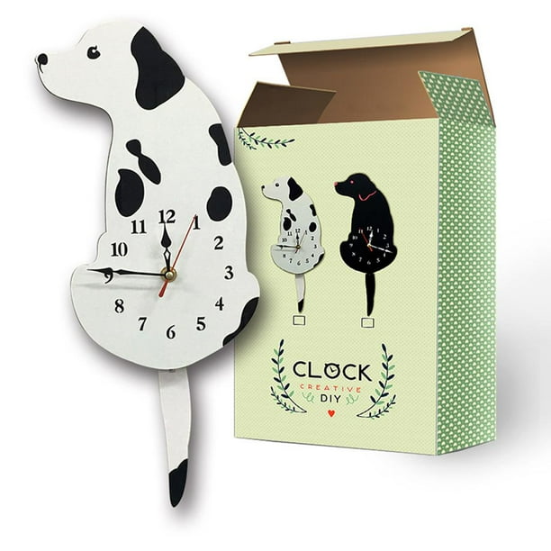 Wagging Labrador Dog Clock Tail Swinging Cartoon Puppy Wall Clock for