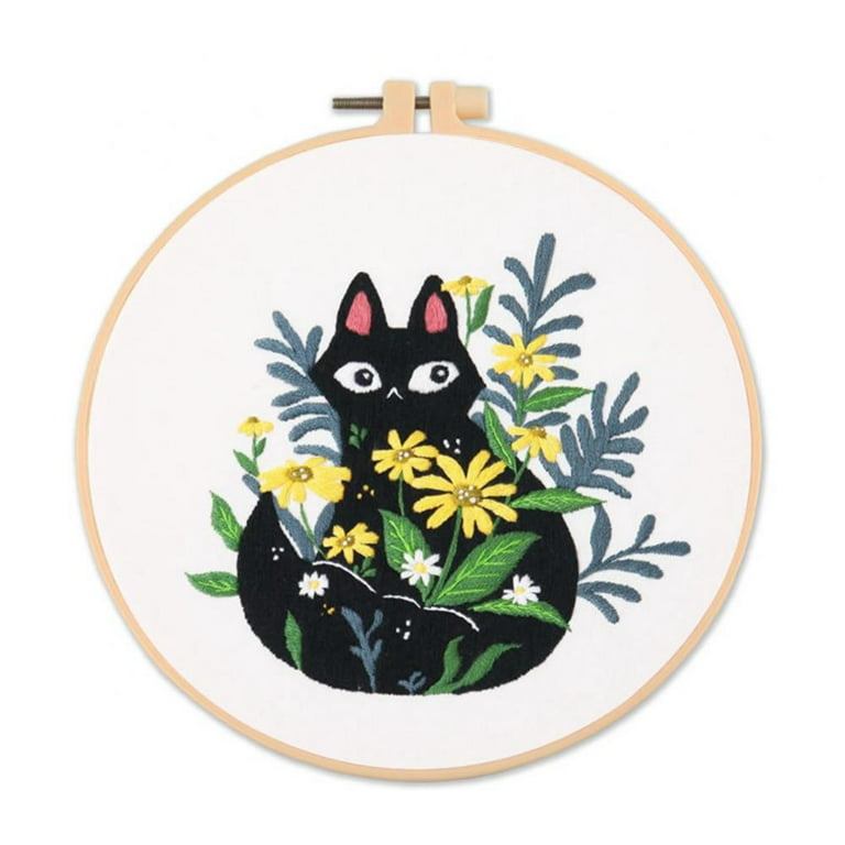 Cat Embroidery Kit Beginner Embroidery Kit DMC Embroidery Kit Cat