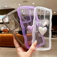 thumbnail image 3 of Compatible with Samsung Galaxy S21 Ultra Case 6.8", Cute 3D Love Heart Aesthetic Curly Wavy Non-Slip Clear Transparent Camera Protect Soft Silicone Shockproof Cover for Women (Purple), 3 of 12