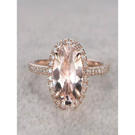 Limited Time Sale: 1.25 Carat Peach Pink Morganite and Diamond Engagement Ring in 10k Rose Gold