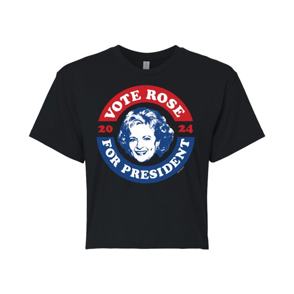 Golden Girls - President Rose- Juniors Cropped Cotton Blend T-Shirt